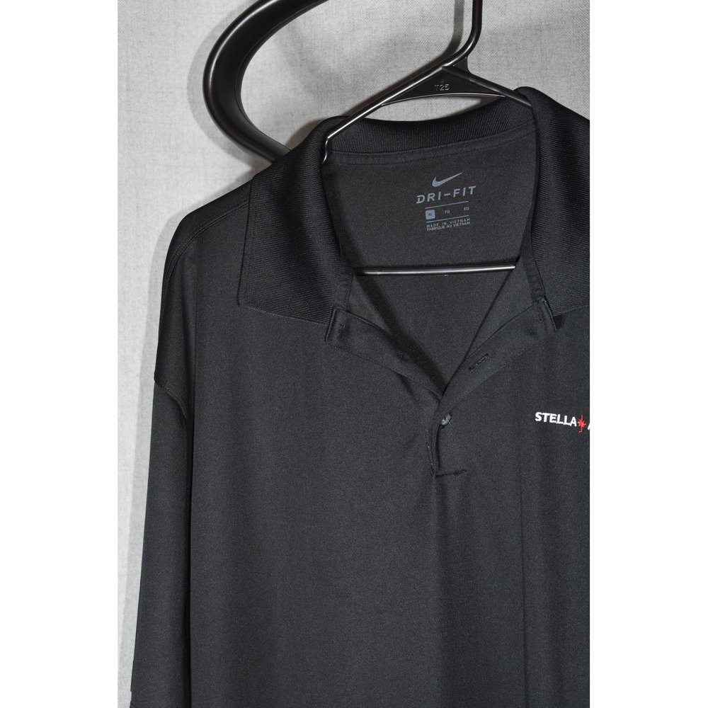 Nike Dri-FIT Stella Artois Polo Shirt Mens XL Black Short Sleeve Golf Top